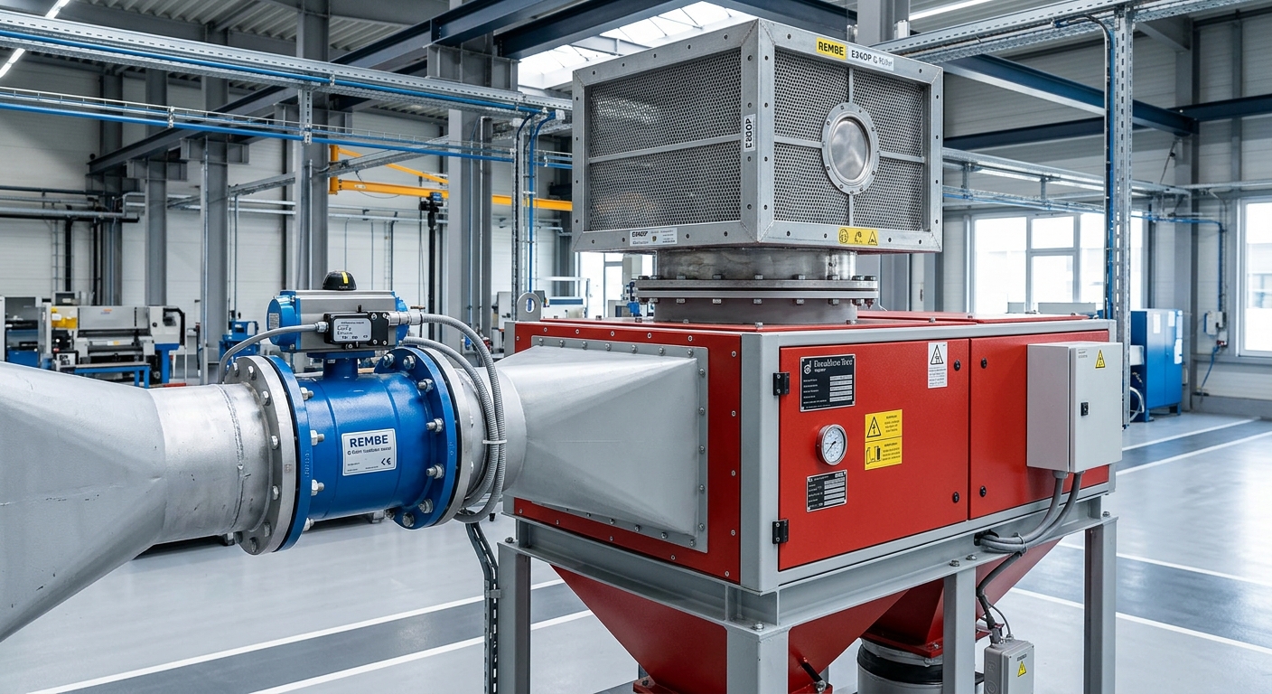 Dust collector with flameless venting and isolation valve