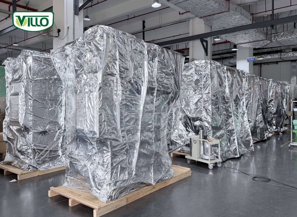 Villo industrial dust collection equipment prepared for shipment to a European lithium battery project